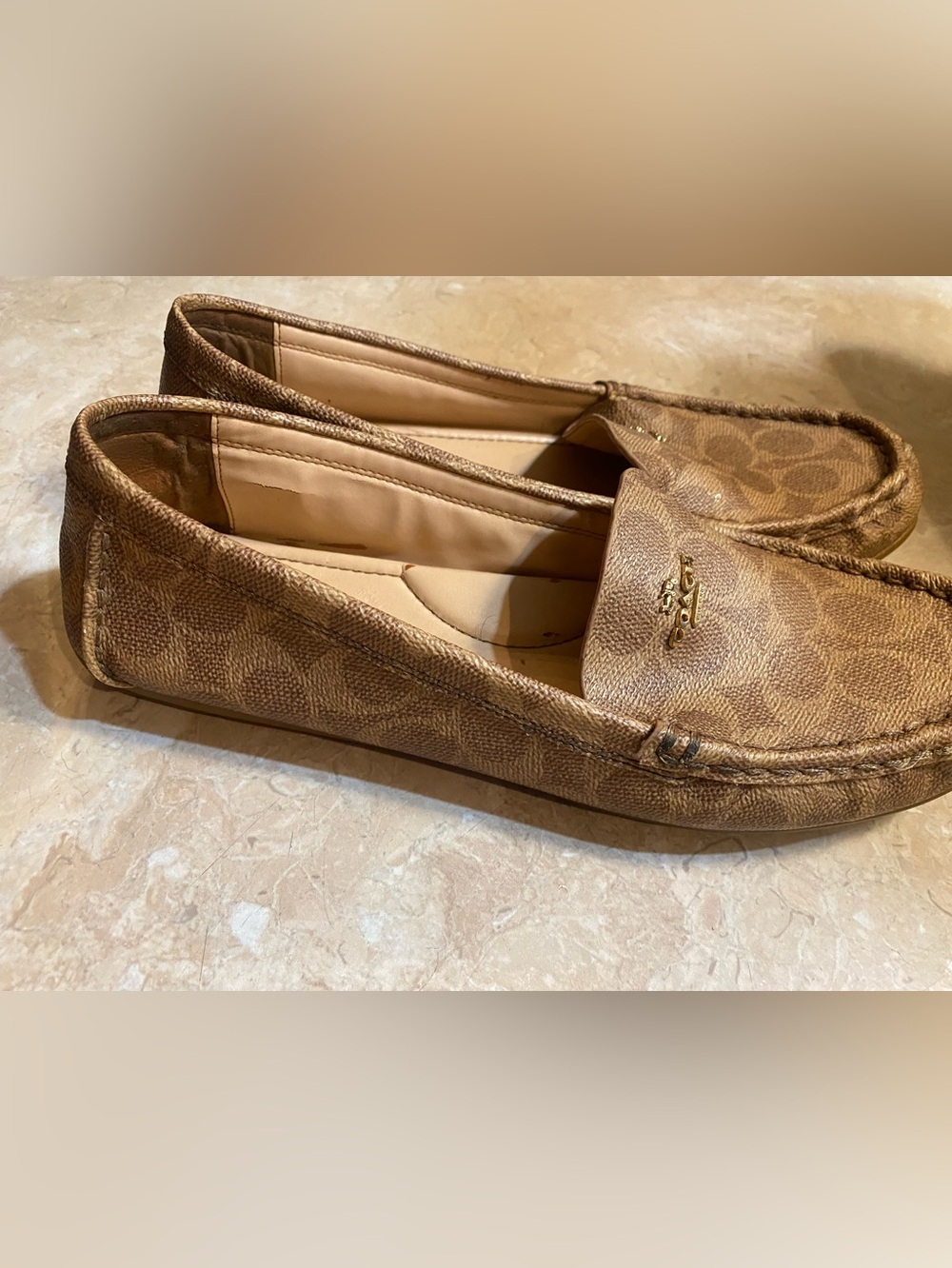 Coach Brown Signature Leather Slip-On Loafers - Picture 5 of 8